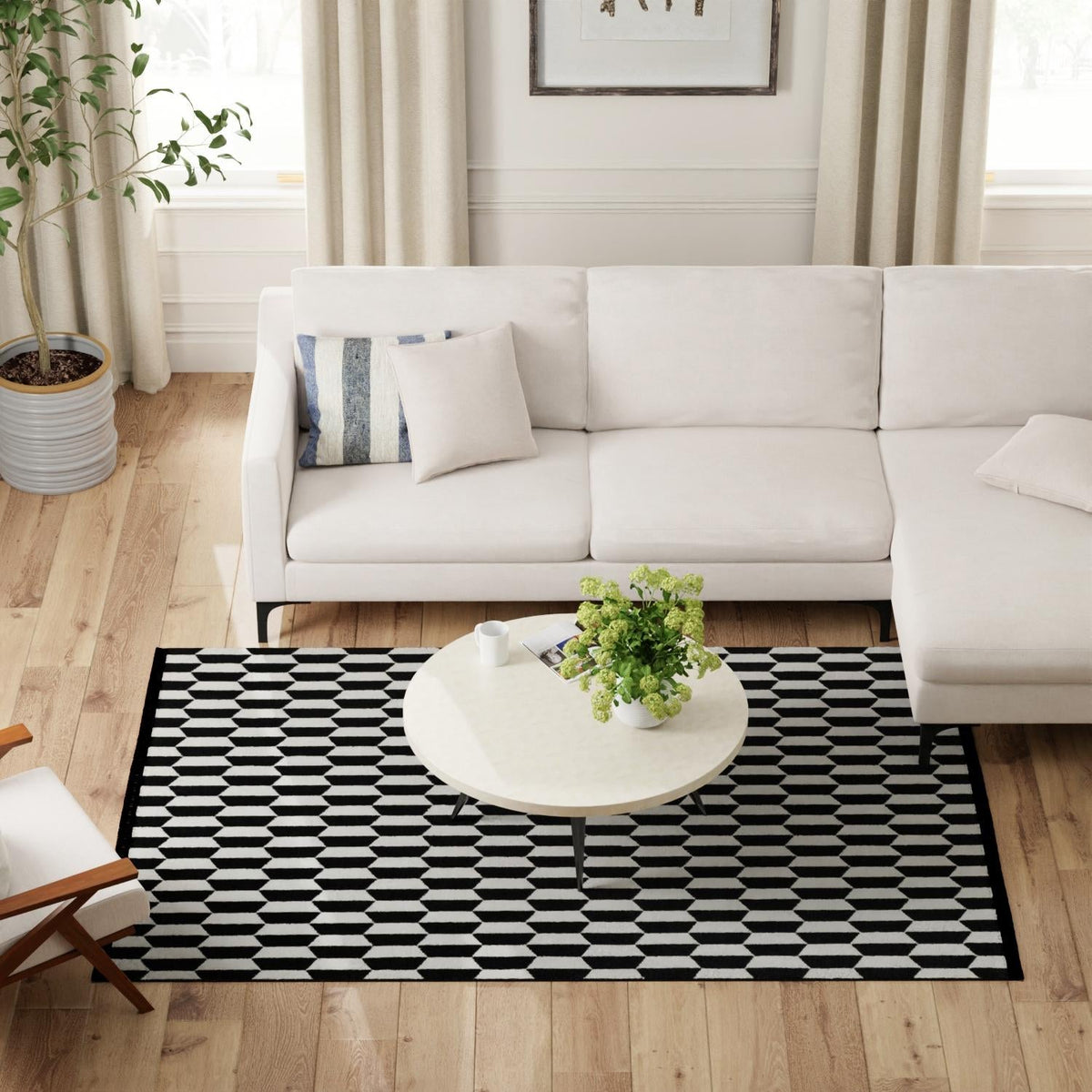 Roma Elegance Collection Area Rug -  Trevi Rectangle Black and White  lifestyle 15