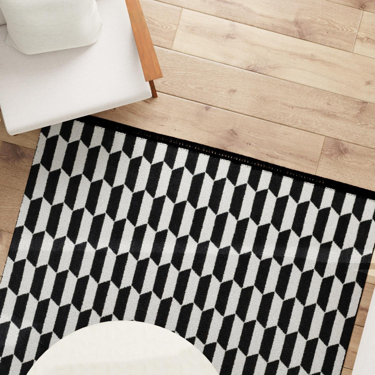 Roma Elegance Collection Area Rug -  Trevi Rectangle Black and White  lifestyle 17