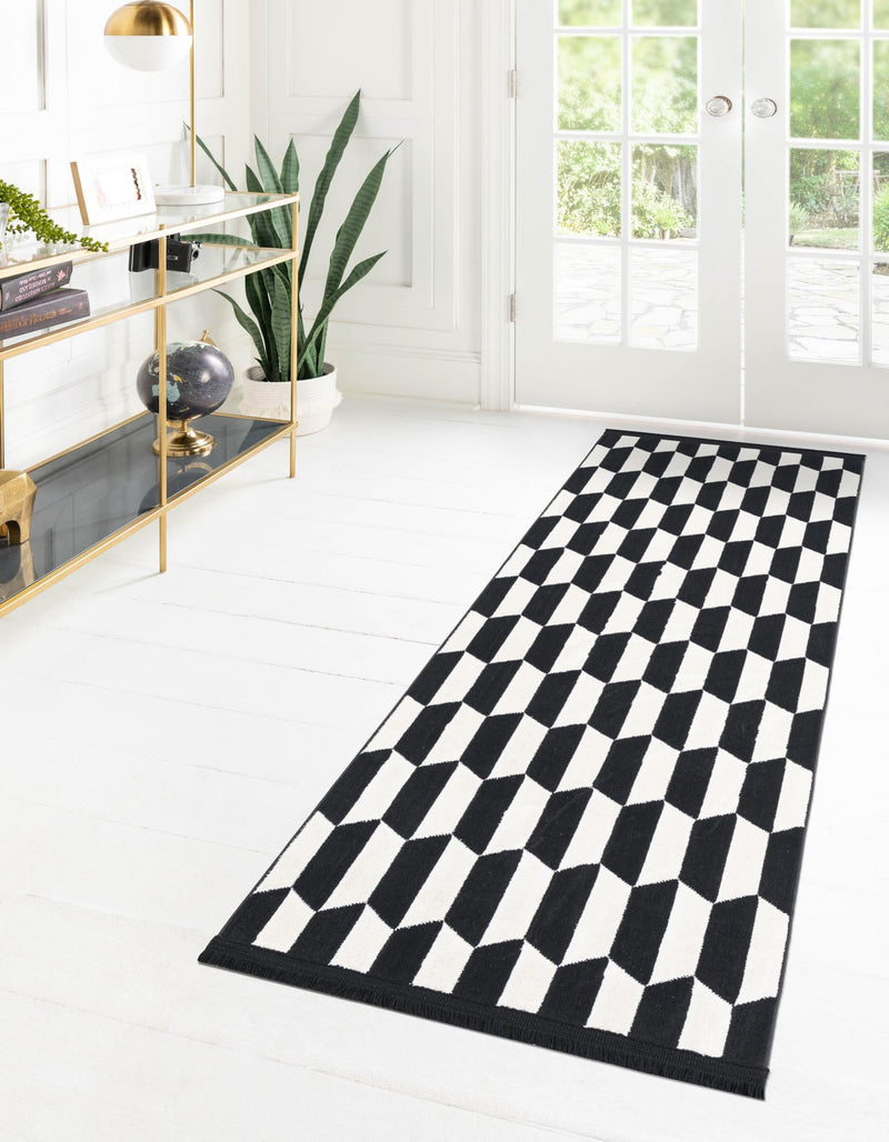 Roma Elegance Collection Area Rug -  Trevi Runner Black and White  lifestyle 21
