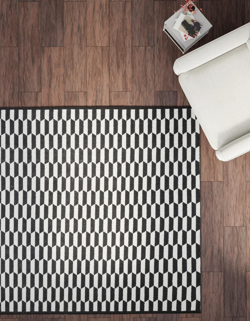 Roma Elegance Collection Area Rug -  Trevi Square Black and White  lifestyle 25