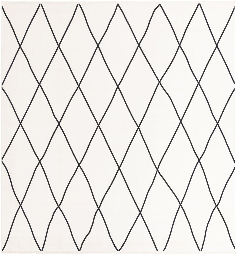 Roma Elegance Collection Area Rug -  Piazza Square Black and White  lifestyle 20