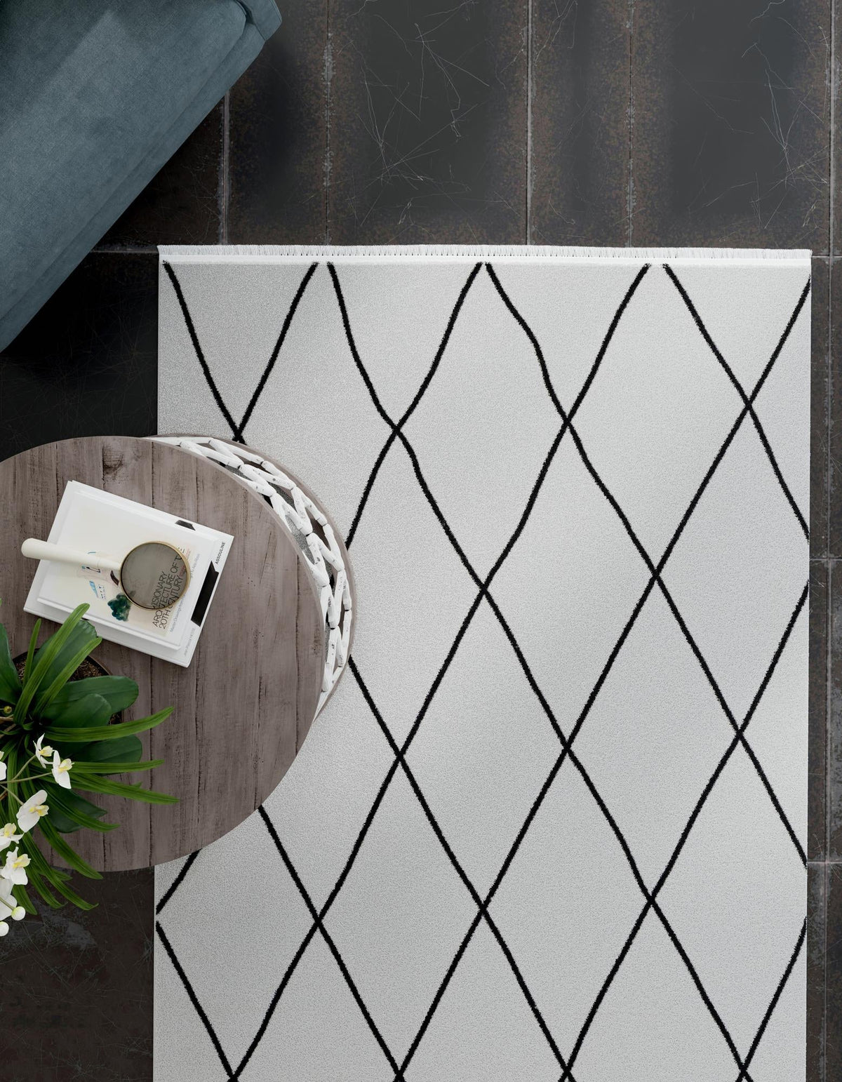 Roma Elegance Collection Area Rug -  Piazza Rectangle Black and White  lifestyle 4