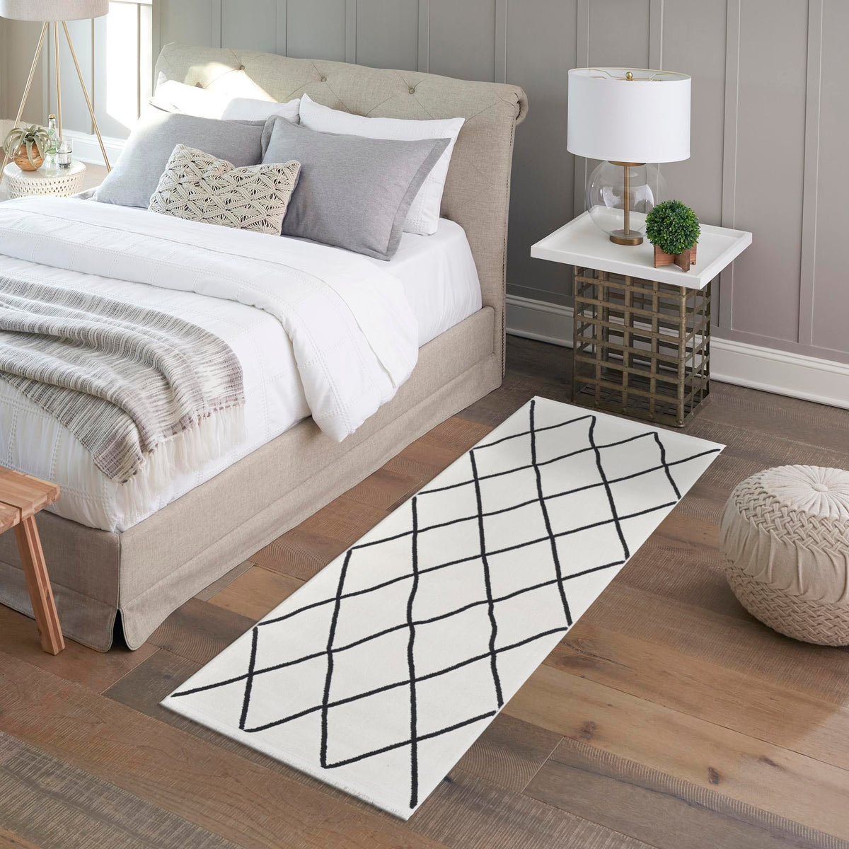 Roma Elegance Collection Area Rug -  Piazza Runner Black and White  lifestyle 46