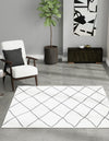 Roma Elegance Collection Area Rug -  Piazza Square Black and White  lifestyle 20