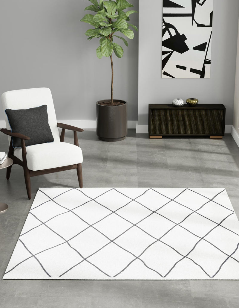 Roma Elegance Collection Area Rug -  Piazza Square Black and White  lifestyle 20