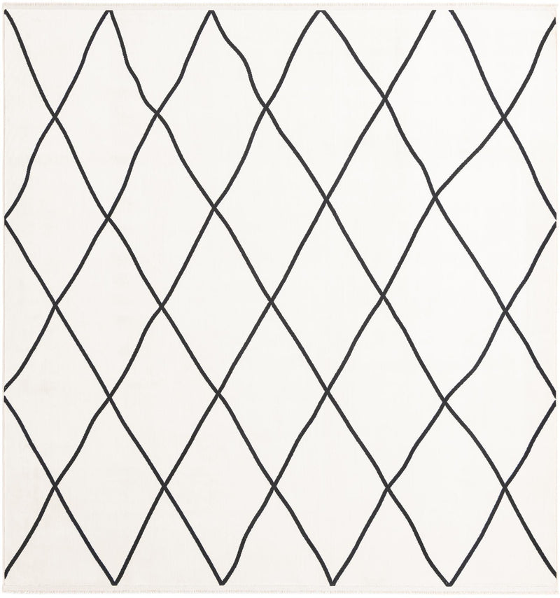 Roma Elegance Collection Area Rug -  Piazza Square Black and White  lifestyle 18