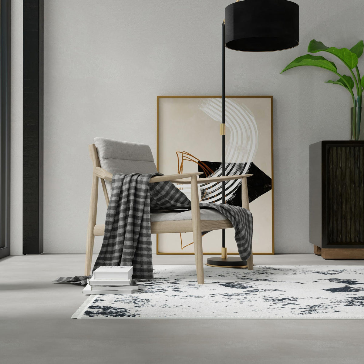 Roma Elegance Collection Area Rug -  Capitolino Rectangle Black and White  lifestyle 3