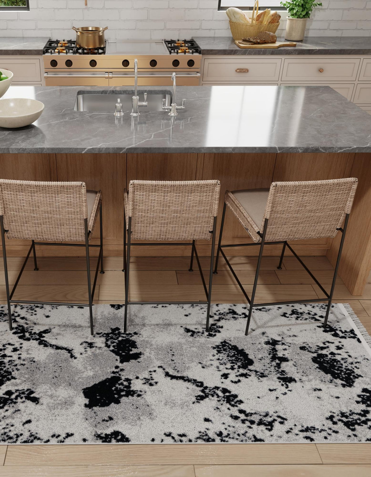 Roma Elegance Collection Area Rug -  Capitolino Runner Black and White  lifestyle 24