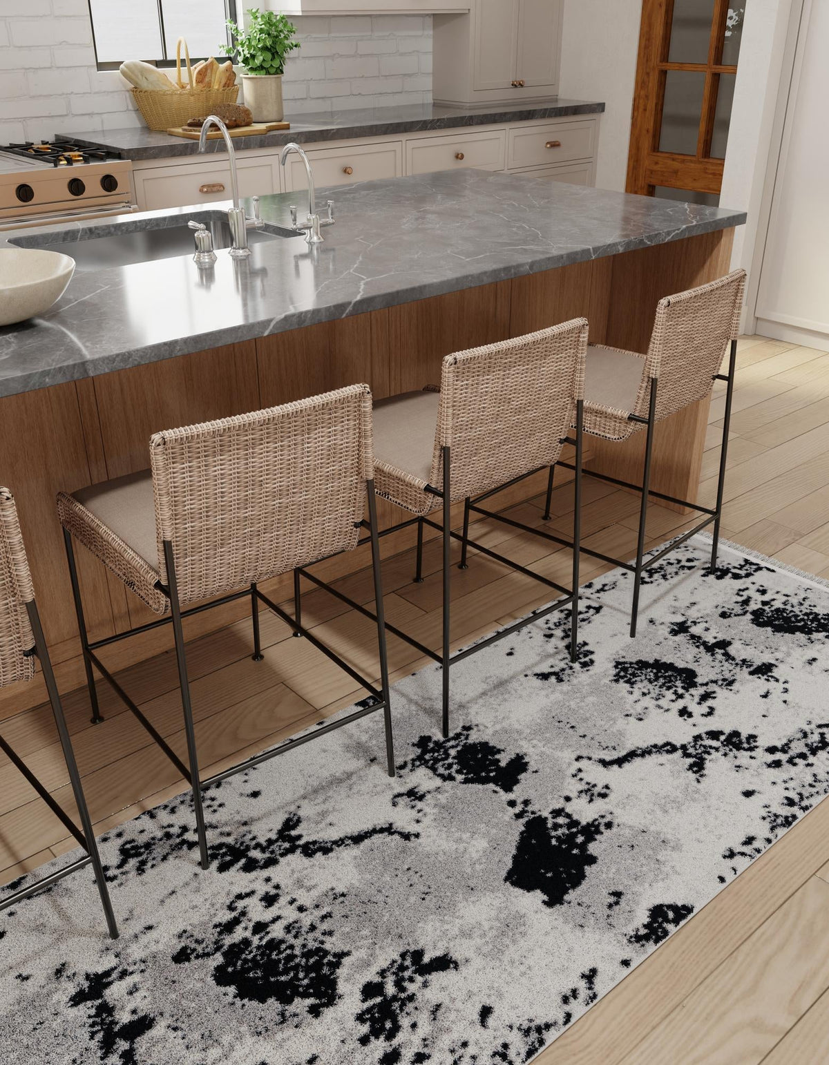 Roma Elegance Collection Area Rug -  Capitolino Runner Black and White  lifestyle 25