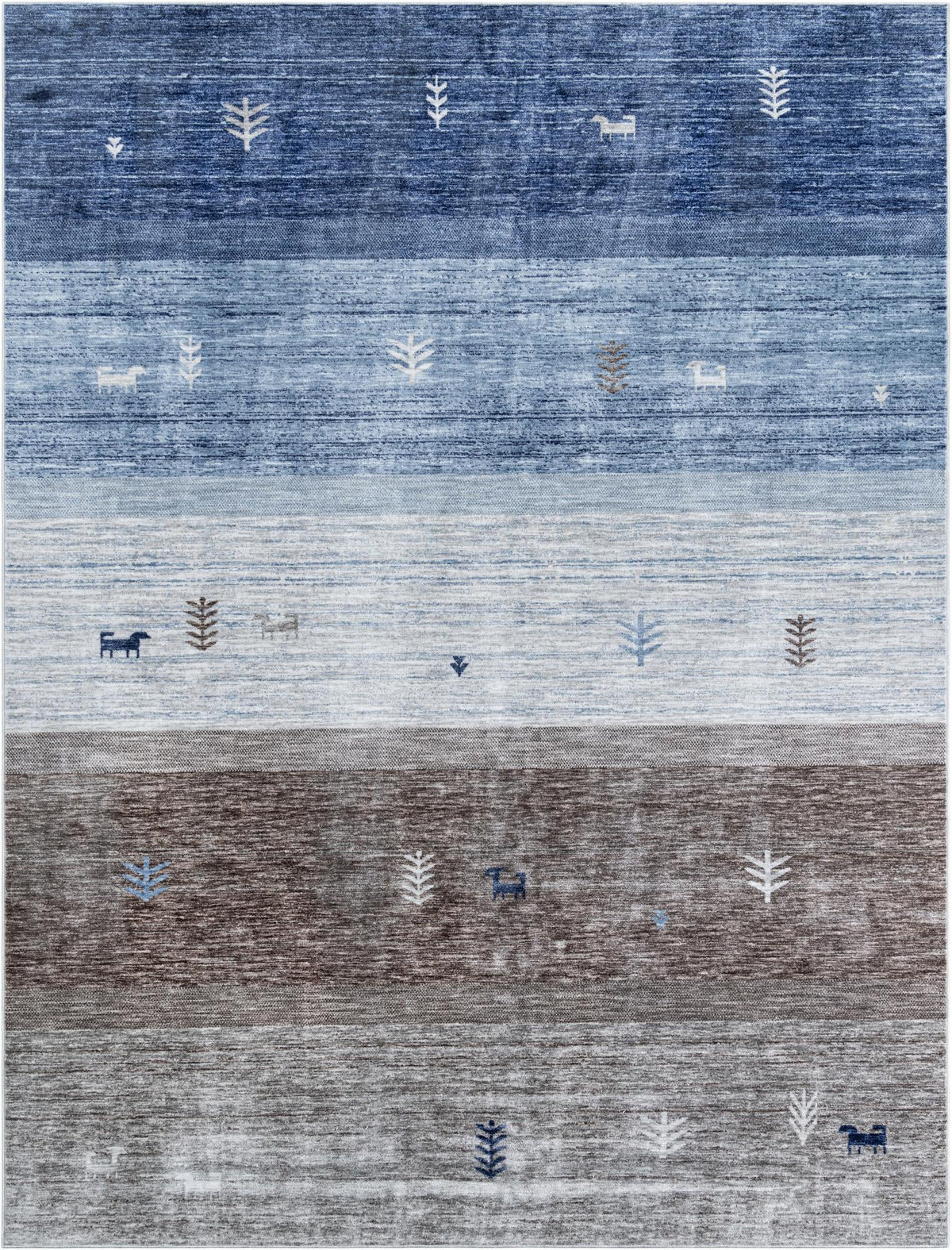 Zagros Shades Collection Area Rug -  Sisakht Rectangle Blue Gray Main