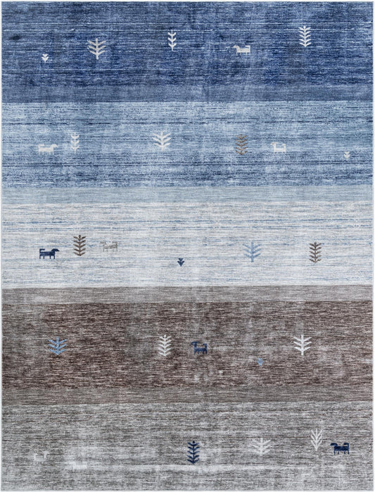 Zagros Shades Collection Area Rug -  Sisakht Rectangle Blue Gray Main