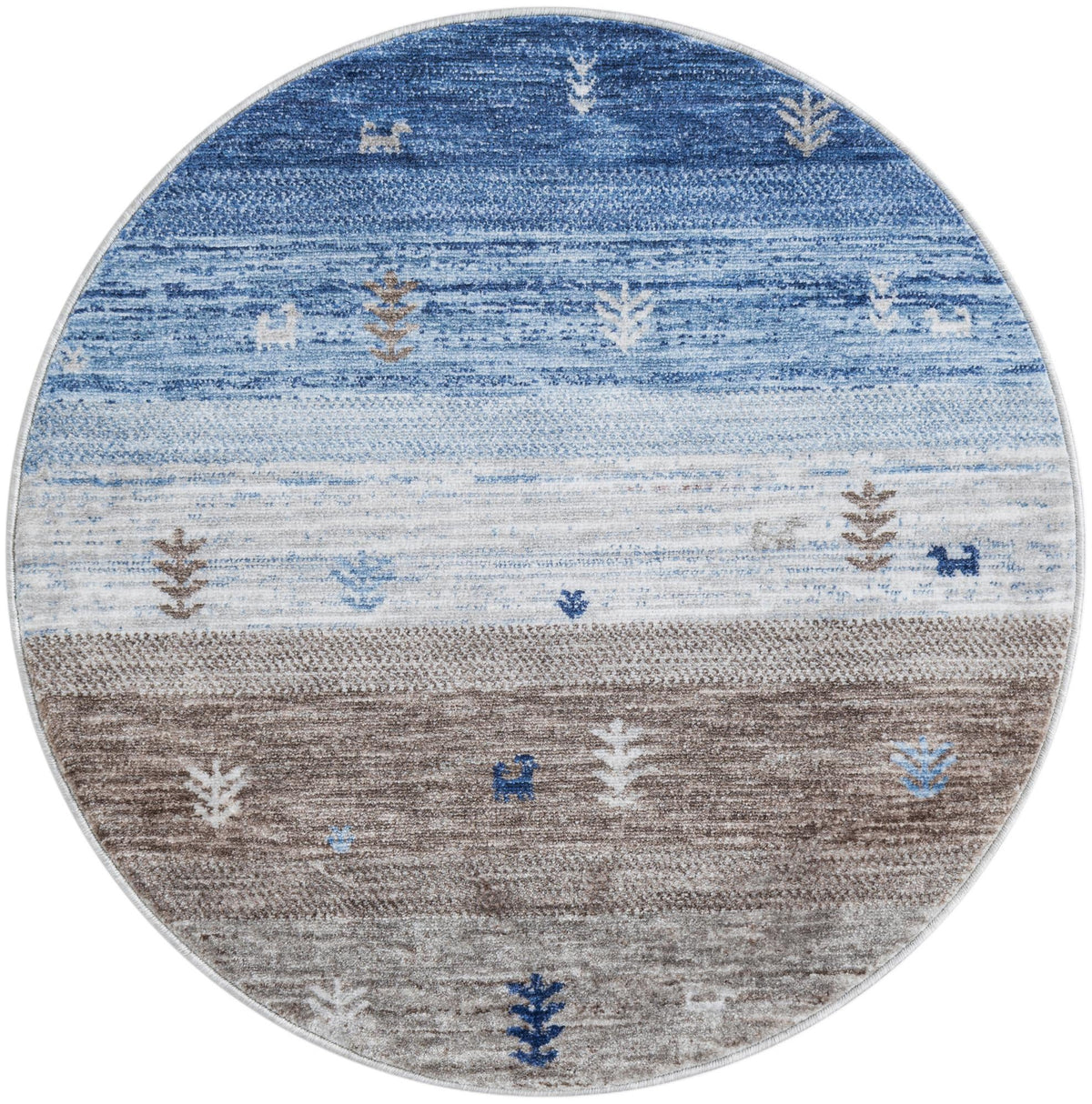 Zagros Shades Collection Area Rug -  Sisakht Round Blue Gray  lifestyle 16