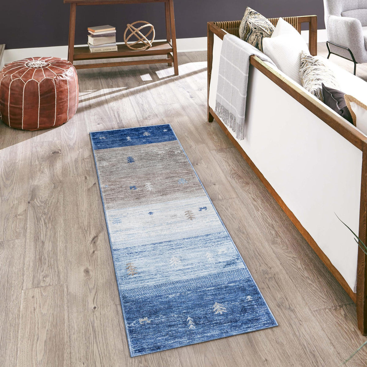 Zagros Shades Collection Area Rug -  Sisakht Runner Blue Gray  lifestyle 54