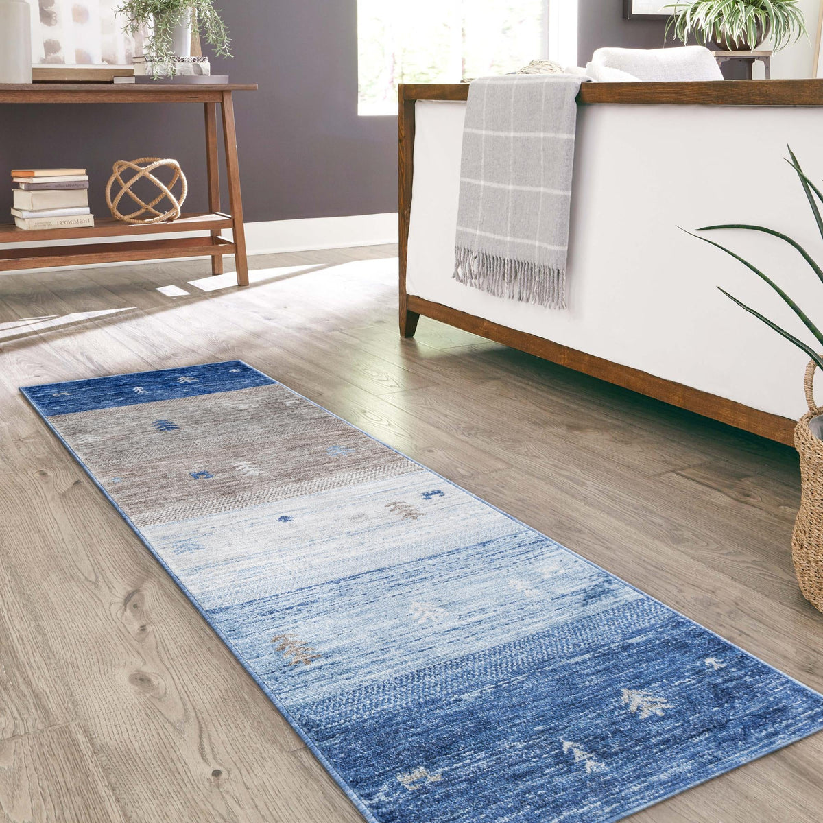 Zagros Shades Collection Area Rug -  Sisakht Runner Blue Gray  lifestyle 57