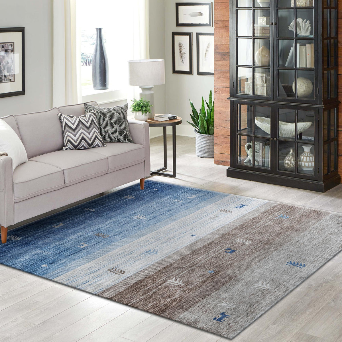Zagros Shades Collection Area Rug -  Sisakht Square Blue Gray  lifestyle 59