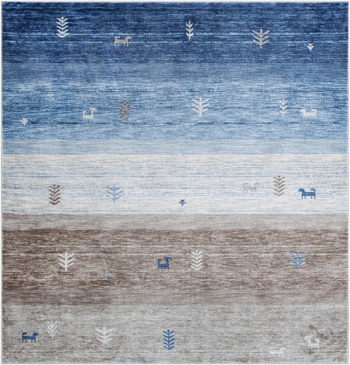 Zagros Shades Collection Area Rug -  Sisakht Square Blue Gray  lifestyle 17