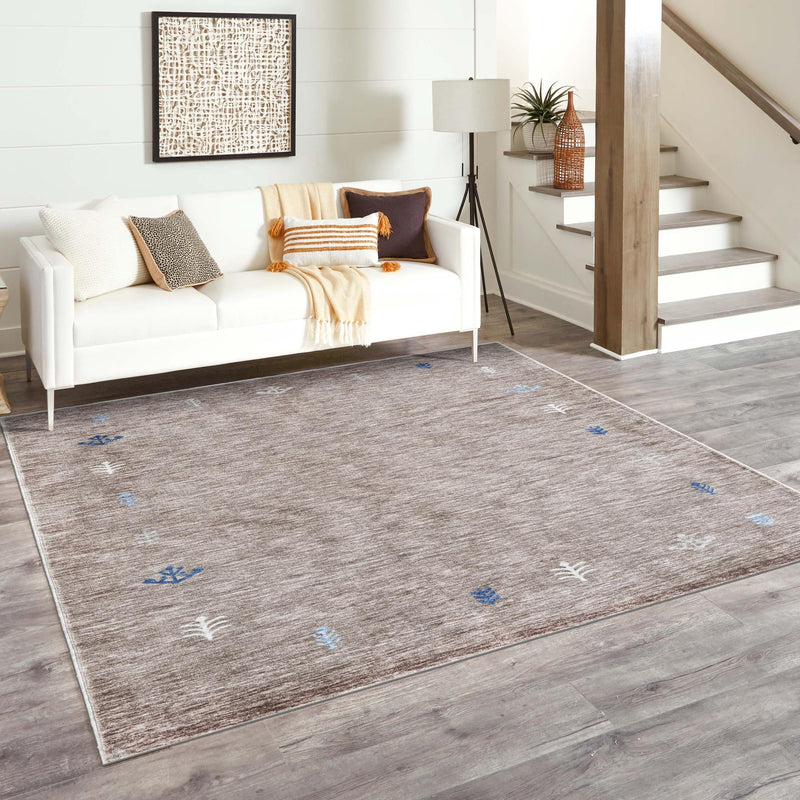 Zagros Shades Collection Area Rug -  Yasuj Square Gray Brown  lifestyle 83