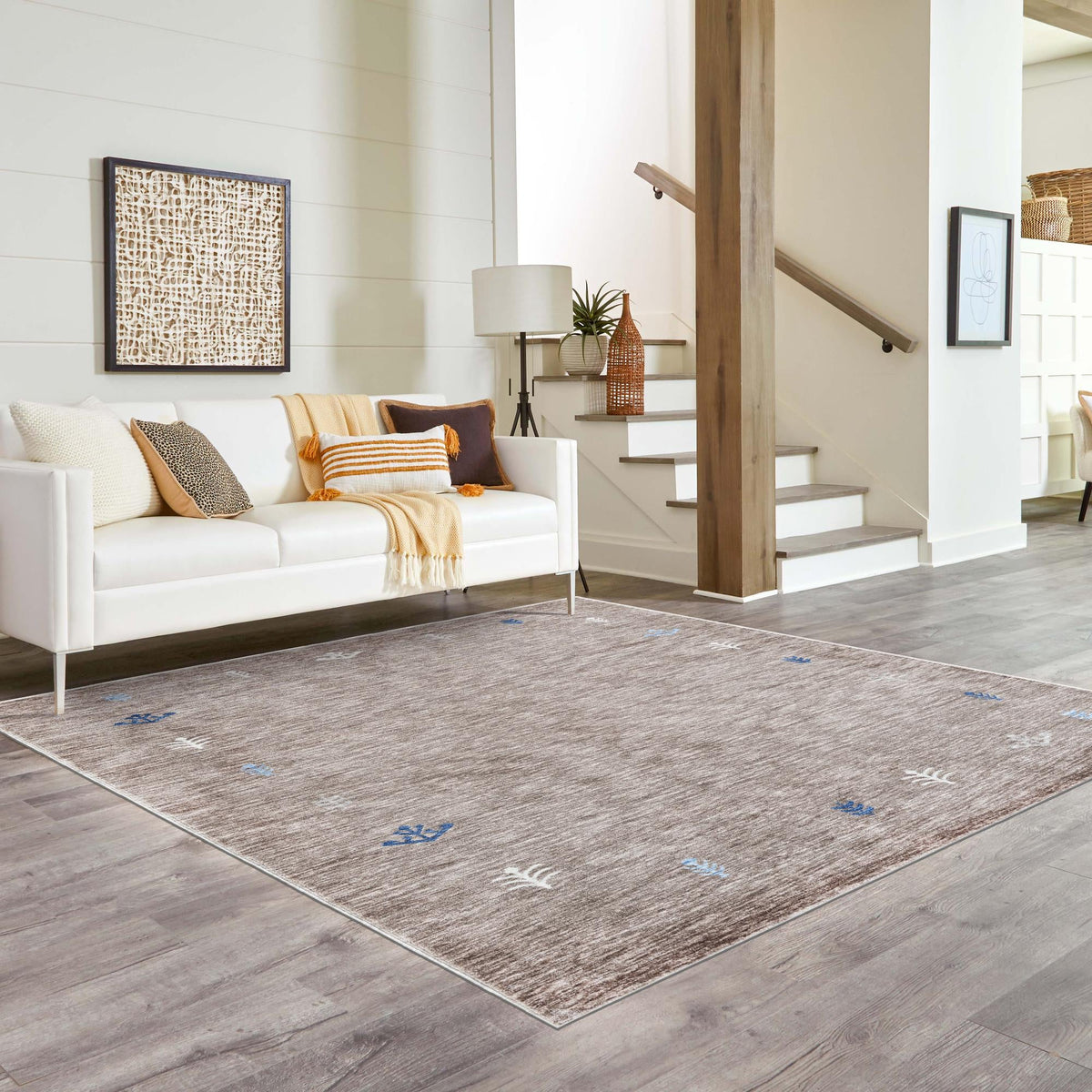 Zagros Shades Collection Area Rug -  Yasuj Square Gray Brown  lifestyle 85