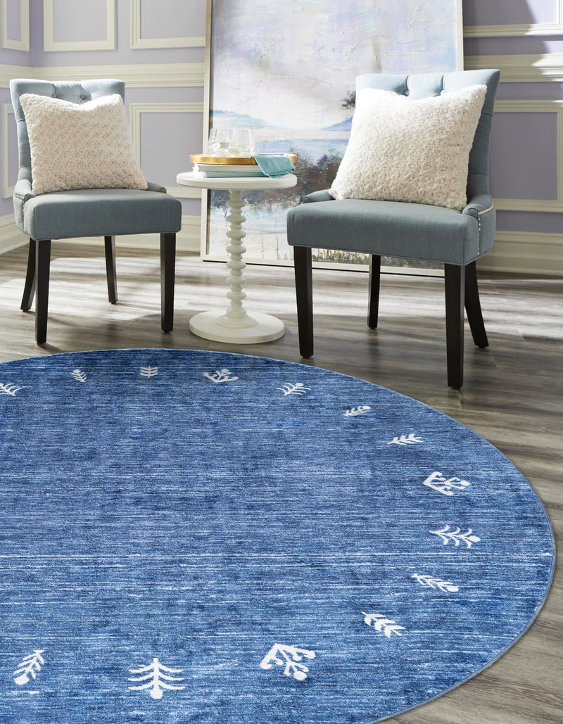 Zagros Shades Collection Area Rug -  Yasuj Round Navy Blue  lifestyle 44