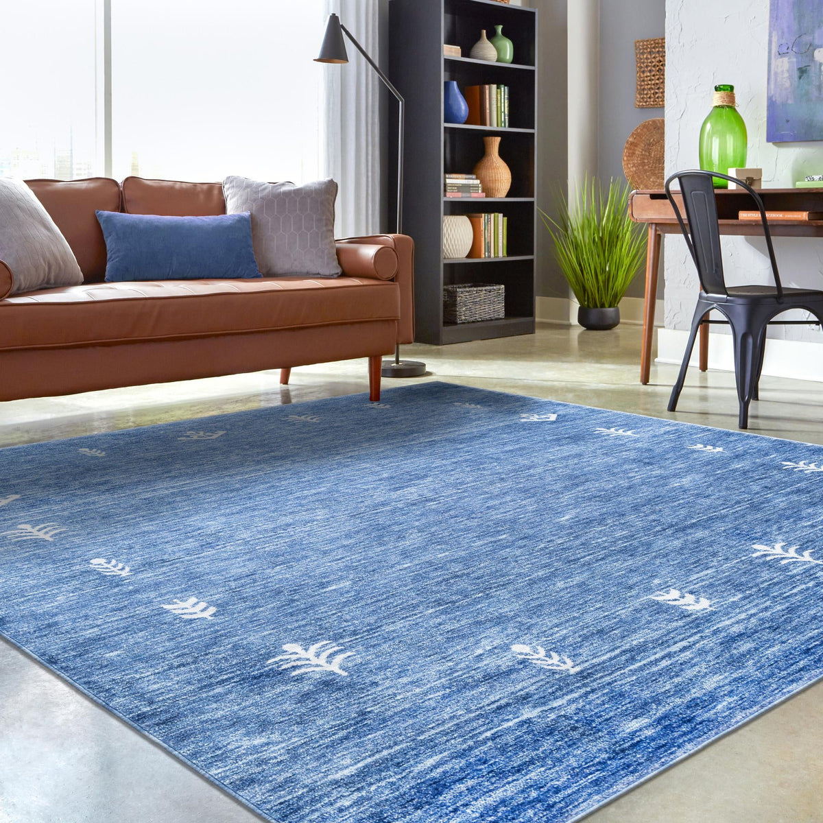Zagros Shades Collection Area Rug -  Yasuj Square Navy Blue  lifestyle 58