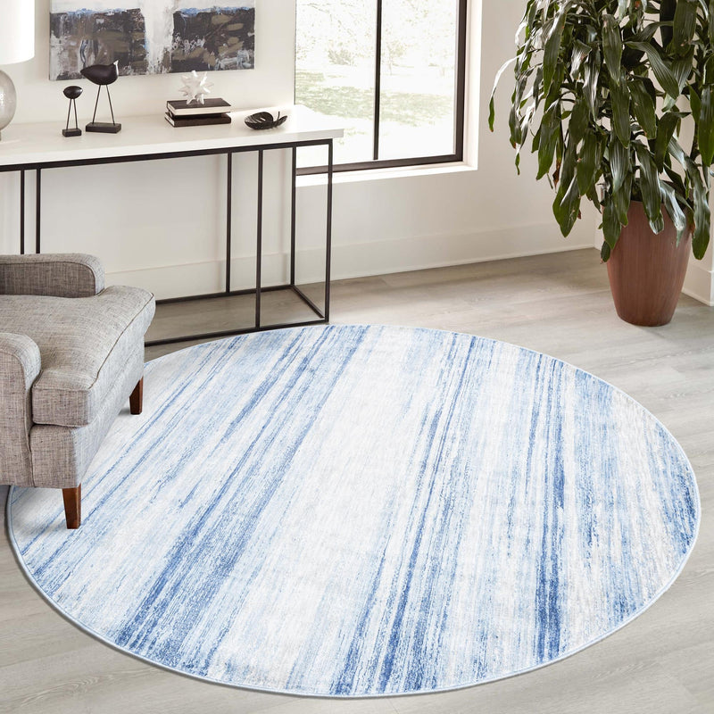 Zagros Shades Collection Area Rug -  Sepidan Round Blue Ivory  lifestyle 55