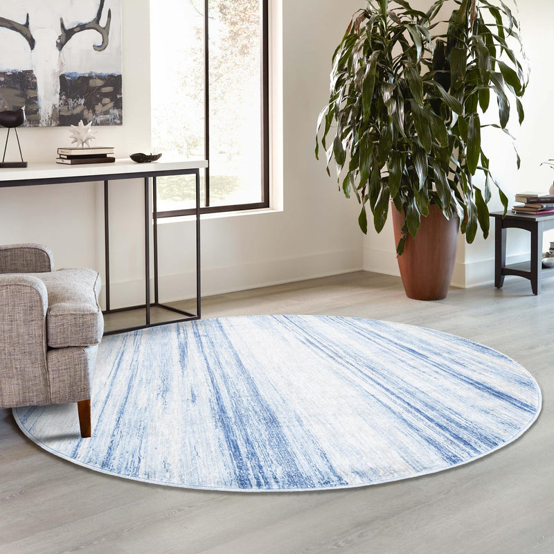 Zagros Shades Collection Area Rug -  Sepidan Round Blue Ivory  lifestyle 57