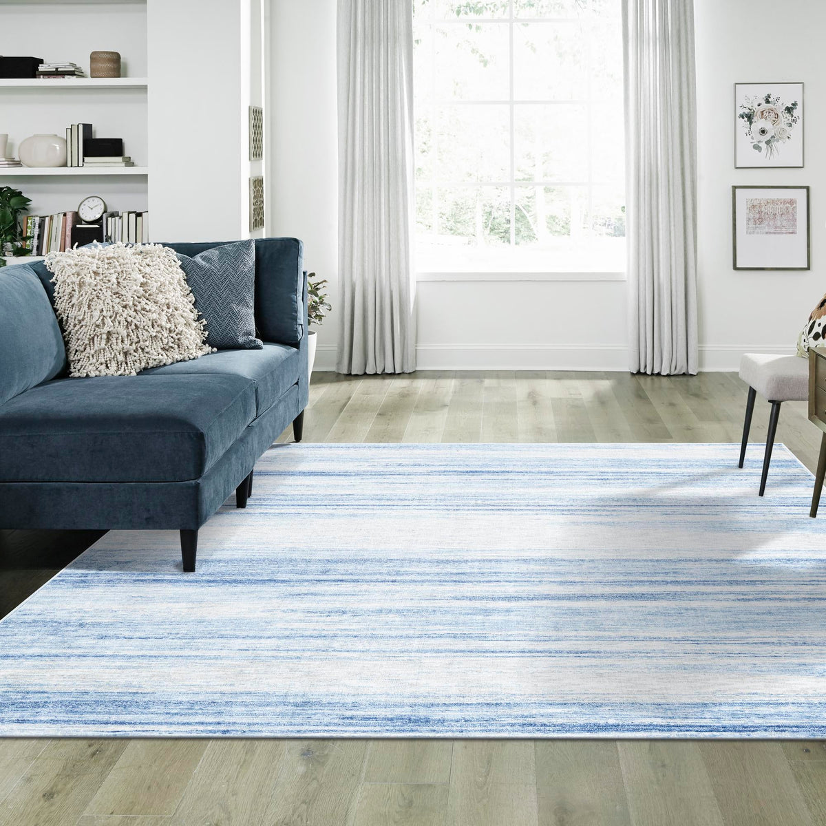Zagros Shades Collection Area Rug -  Sepidan Square Blue Ivory  lifestyle 58