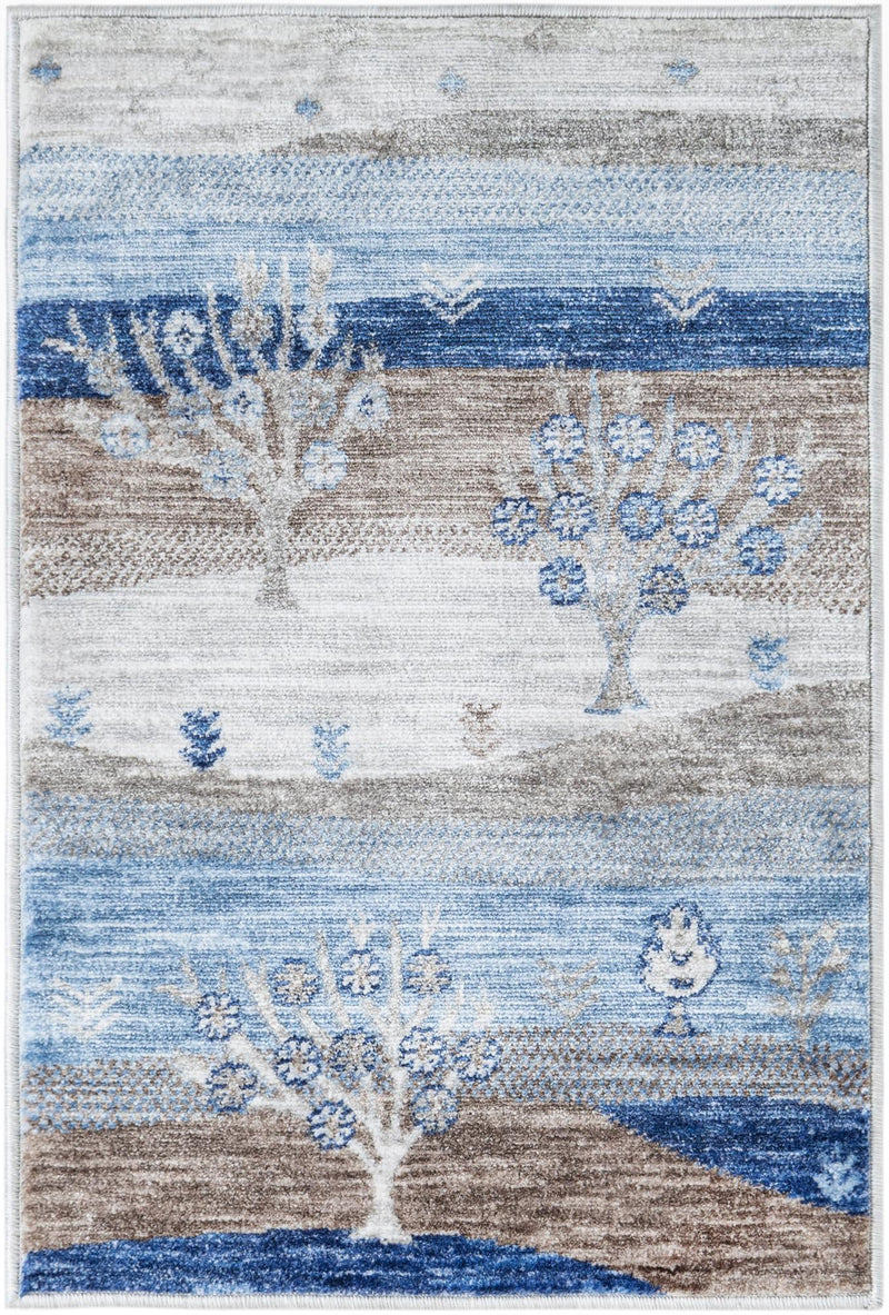 Zagros Shades Collection Area Rug -  Behbahan Rectangle Blue Gray Main