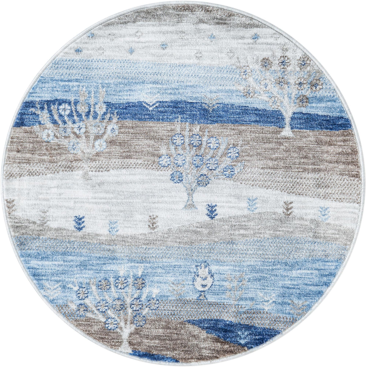 Zagros Shades Collection Area Rug -  Behbahan Round Blue Gray  lifestyle 16