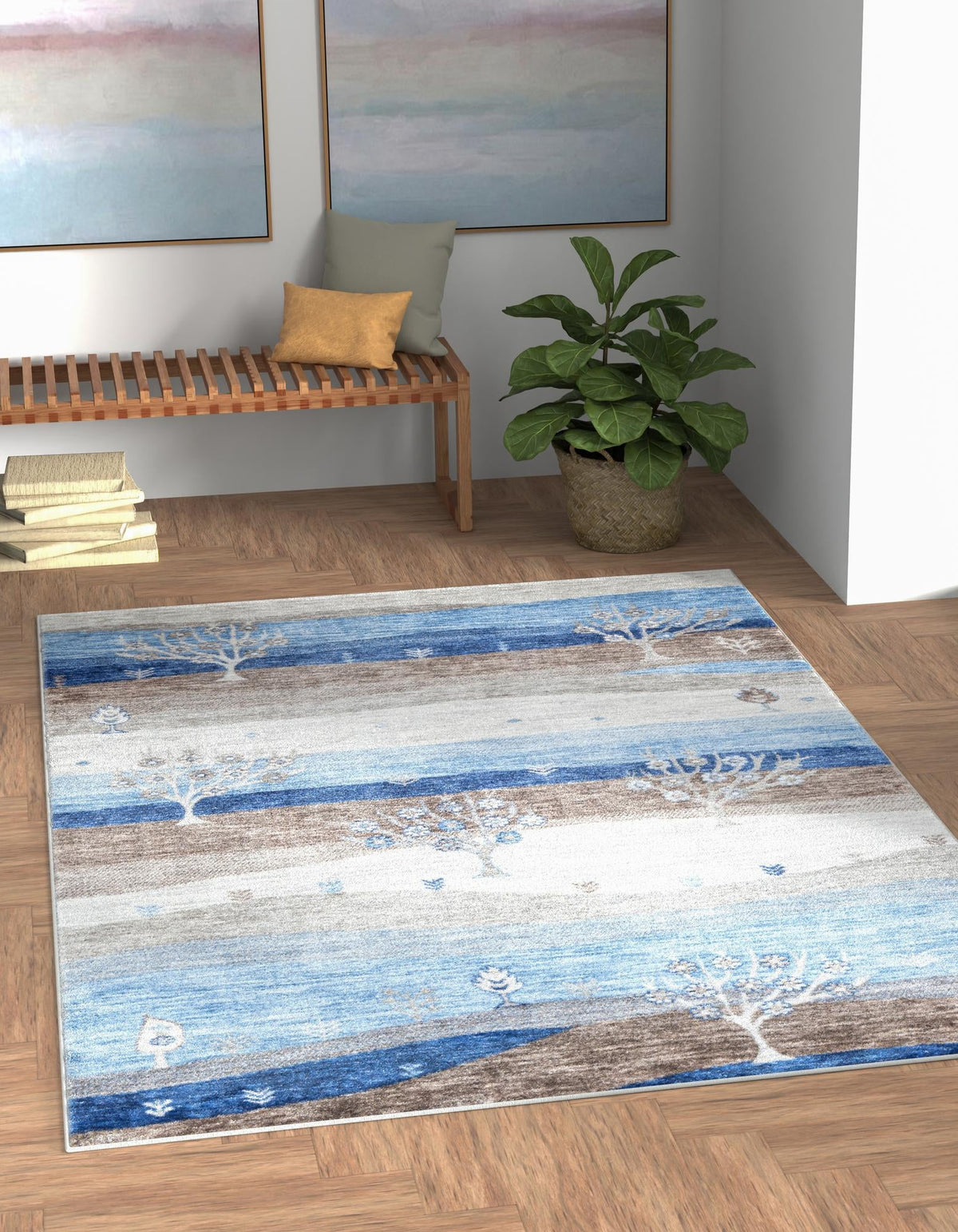 Zagros Shades Collection Area Rug -  Behbahan Rectangle Blue Gray  lifestyle 2