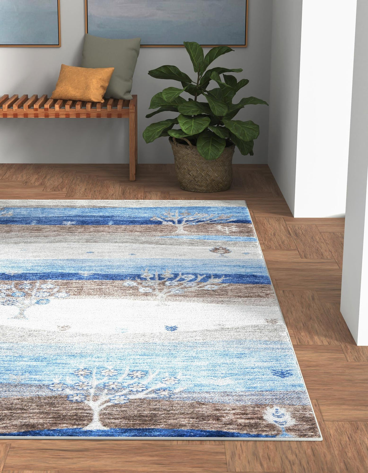 Zagros Shades Collection Area Rug -  Behbahan Rectangle Blue Gray  lifestyle 3