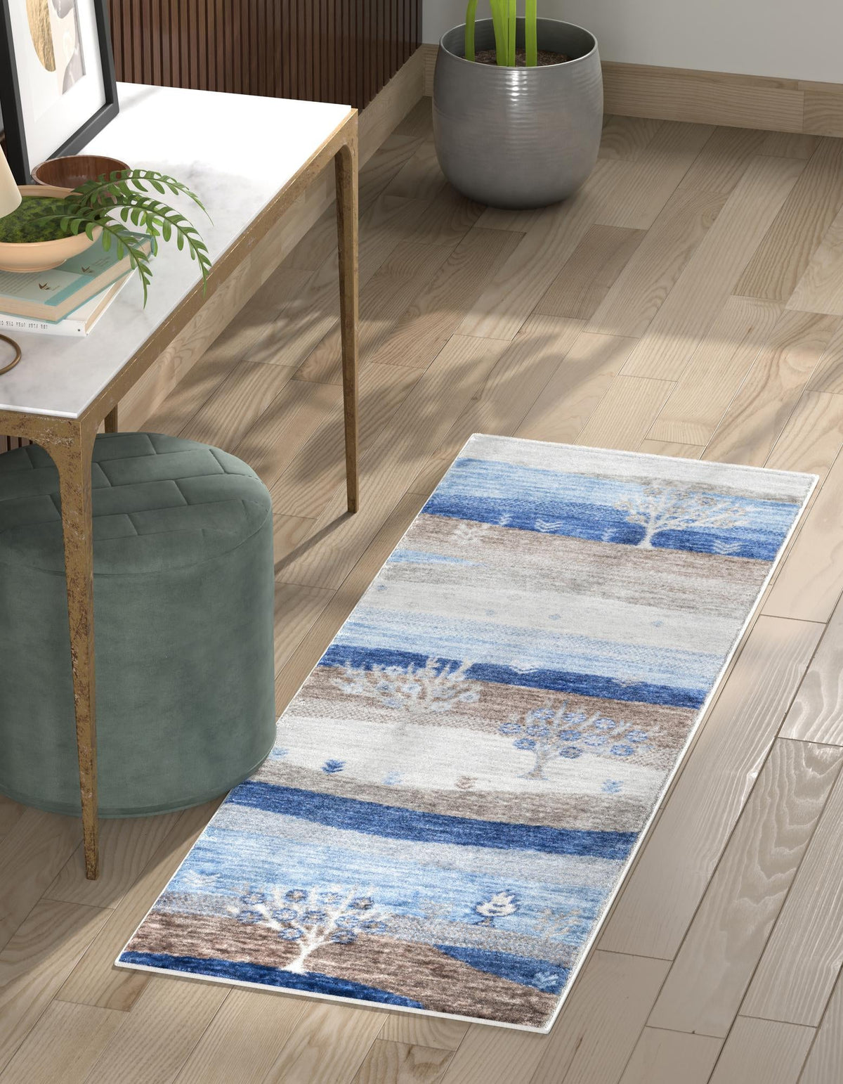 Zagros Shades Collection Area Rug -  Behbahan Runner Blue Gray  lifestyle 45