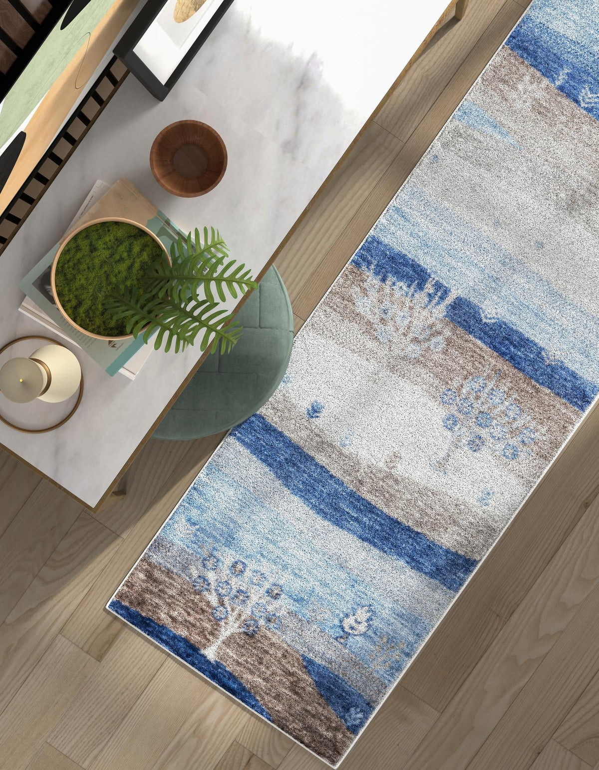 Zagros Shades Collection Area Rug -  Behbahan Runner Blue Gray  lifestyle 74
