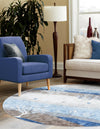 Zagros Shades Collection Area Rug -  Behbahan Round Blue Gray  lifestyle 22