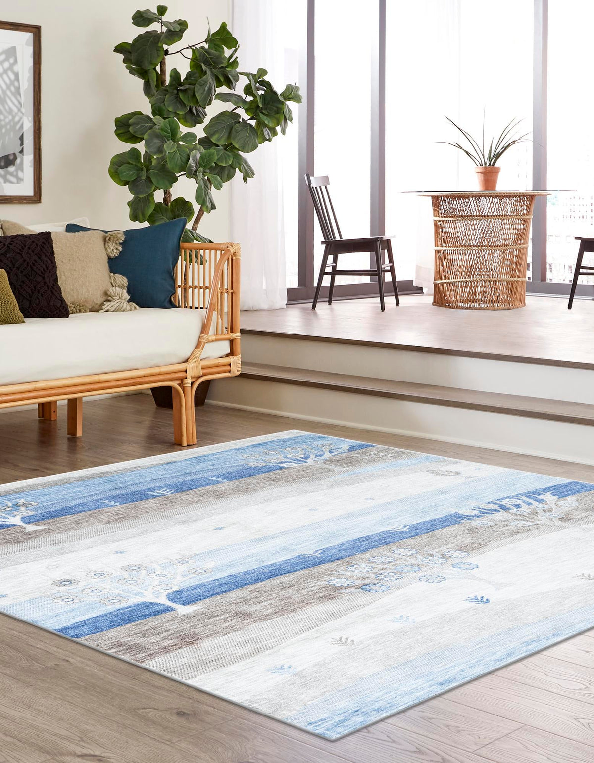 Zagros Shades Collection Area Rug -  Behbahan Square Blue Gray  lifestyle 71