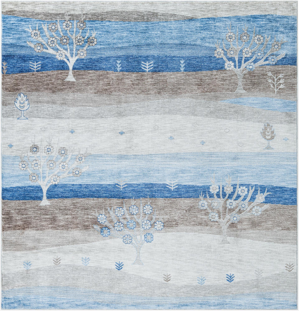 Zagros Shades Collection Area Rug -  Behbahan Square Blue Gray  lifestyle 17