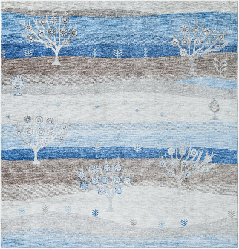 Zagros Shades Collection Area Rug -  Behbahan Square Blue Gray  lifestyle 17