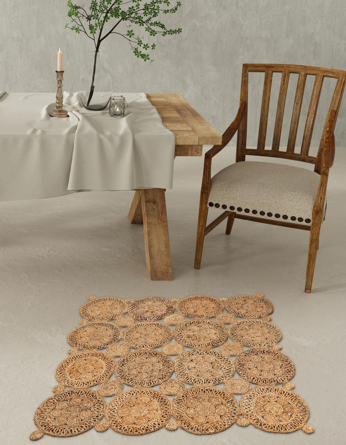 Woven Seaside Jute Collection Area Rug - Whittaker Square Natural  lifestyle 26