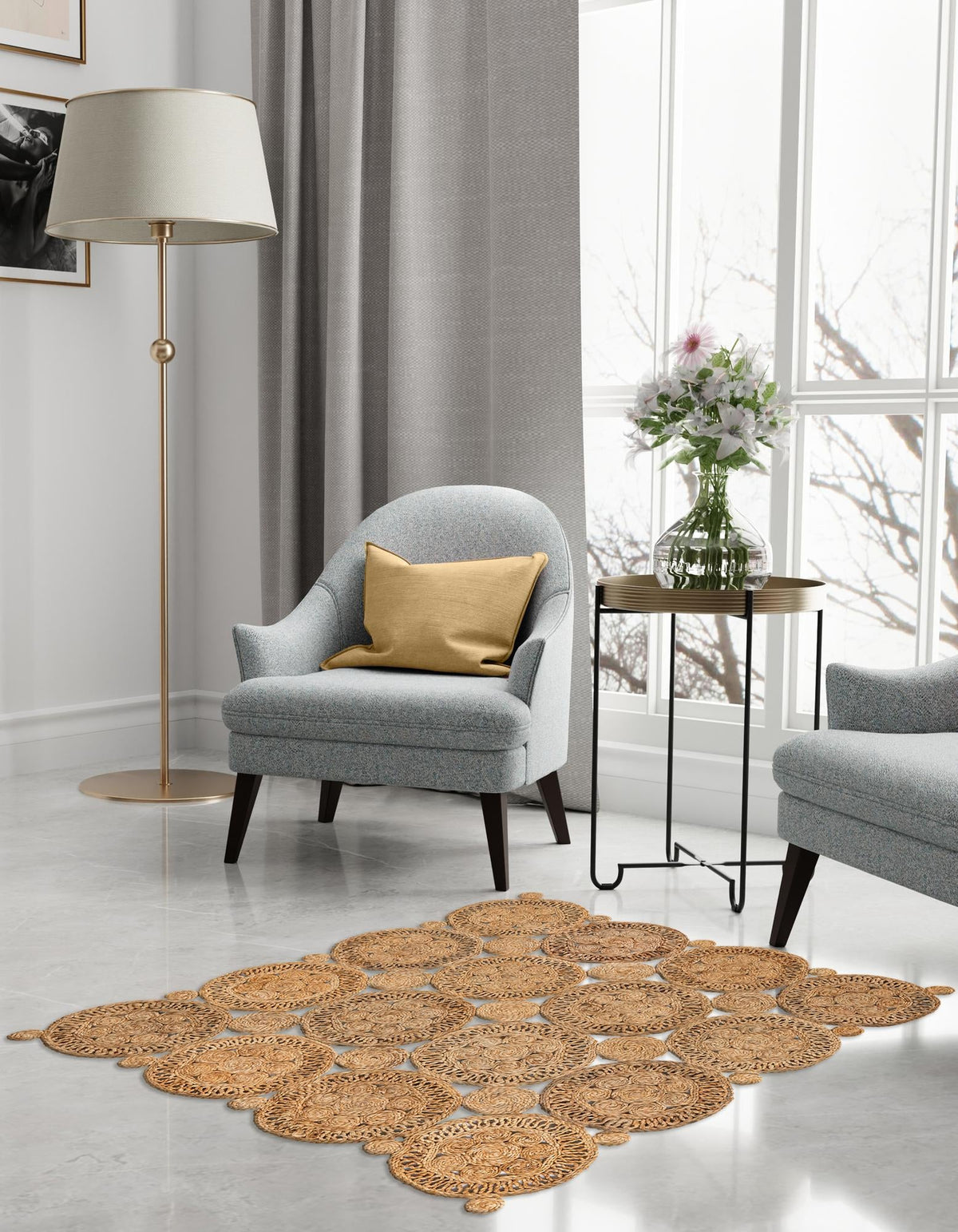 Woven Seaside Jute Collection Area Rug - Whittaker Square Natural  lifestyle 28