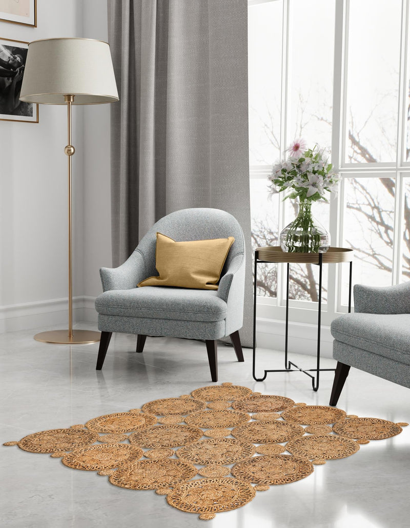 Woven Seaside Jute Collection Area Rug - Whittaker Square Natural  lifestyle 28