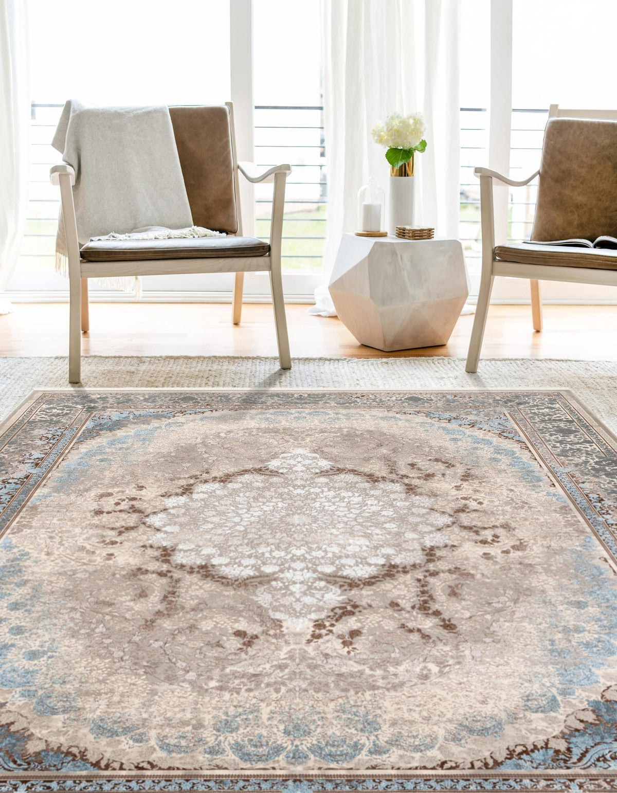 Verona Collection Area Rug - Venice Rectangle Beige  lifestyle 6
