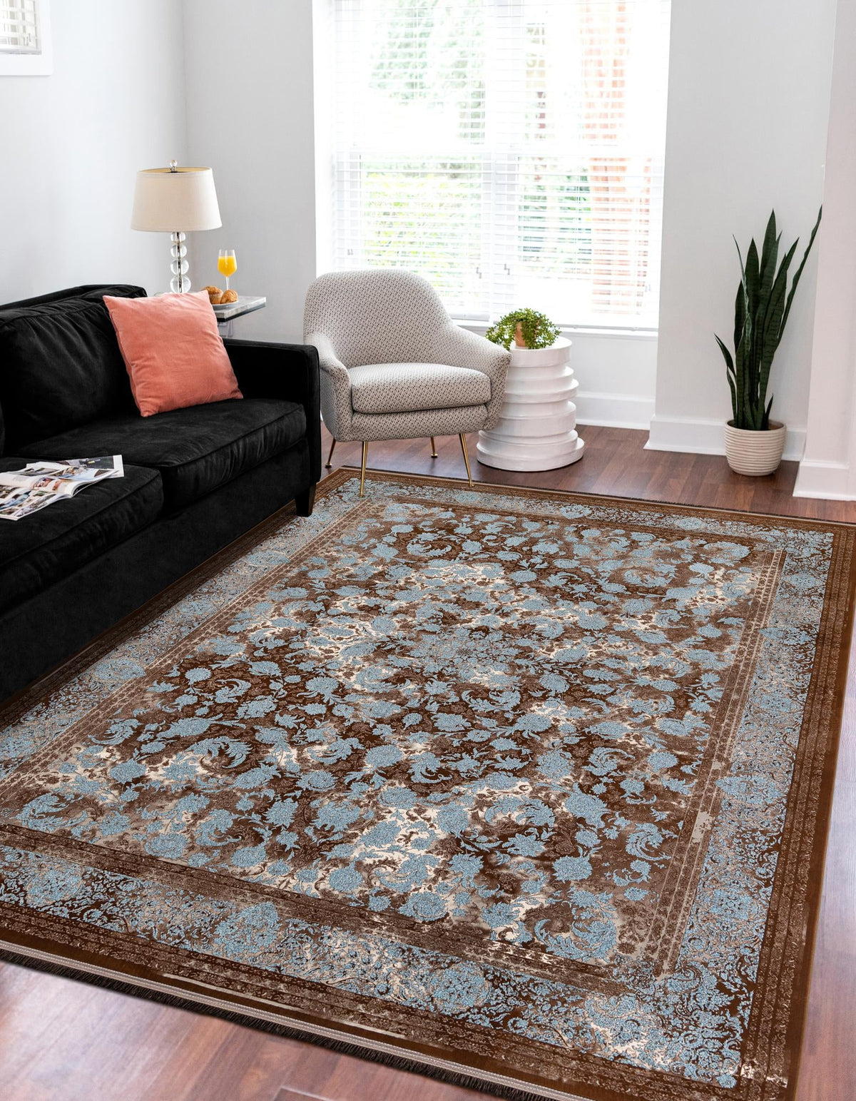 Verona Collection Area Rug - Milan Rectangle Brown  lifestyle 3