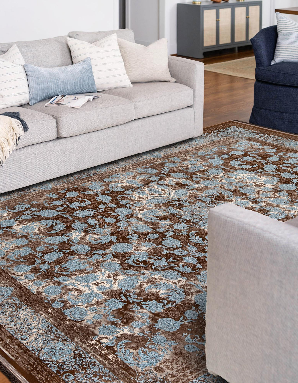 Verona Collection Area Rug - Milan Rectangle Brown  lifestyle 7