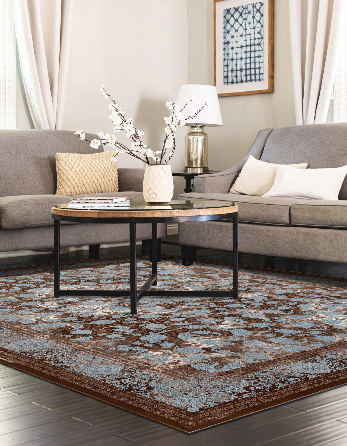 Verona Collection Area Rug - Milan Rectangle Brown  lifestyle 11