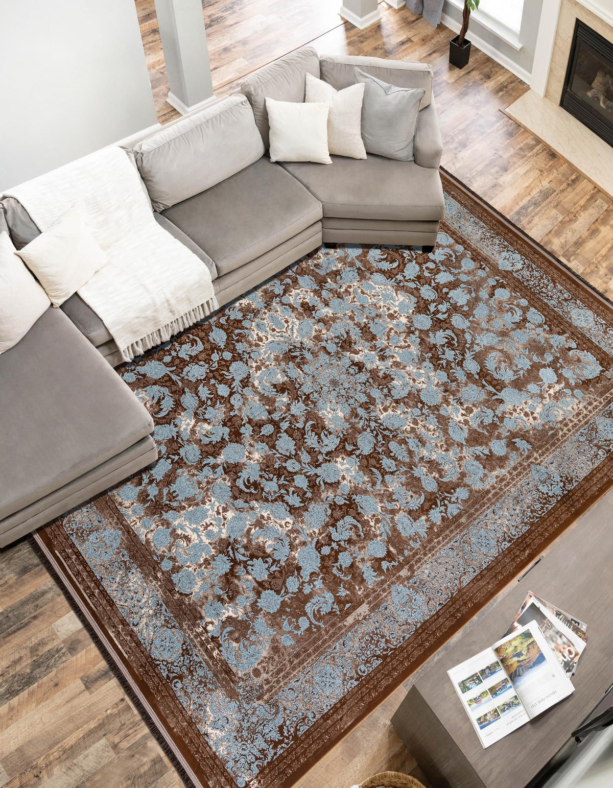 Verona Collection Area Rug - Milan Rectangle Brown  lifestyle 15