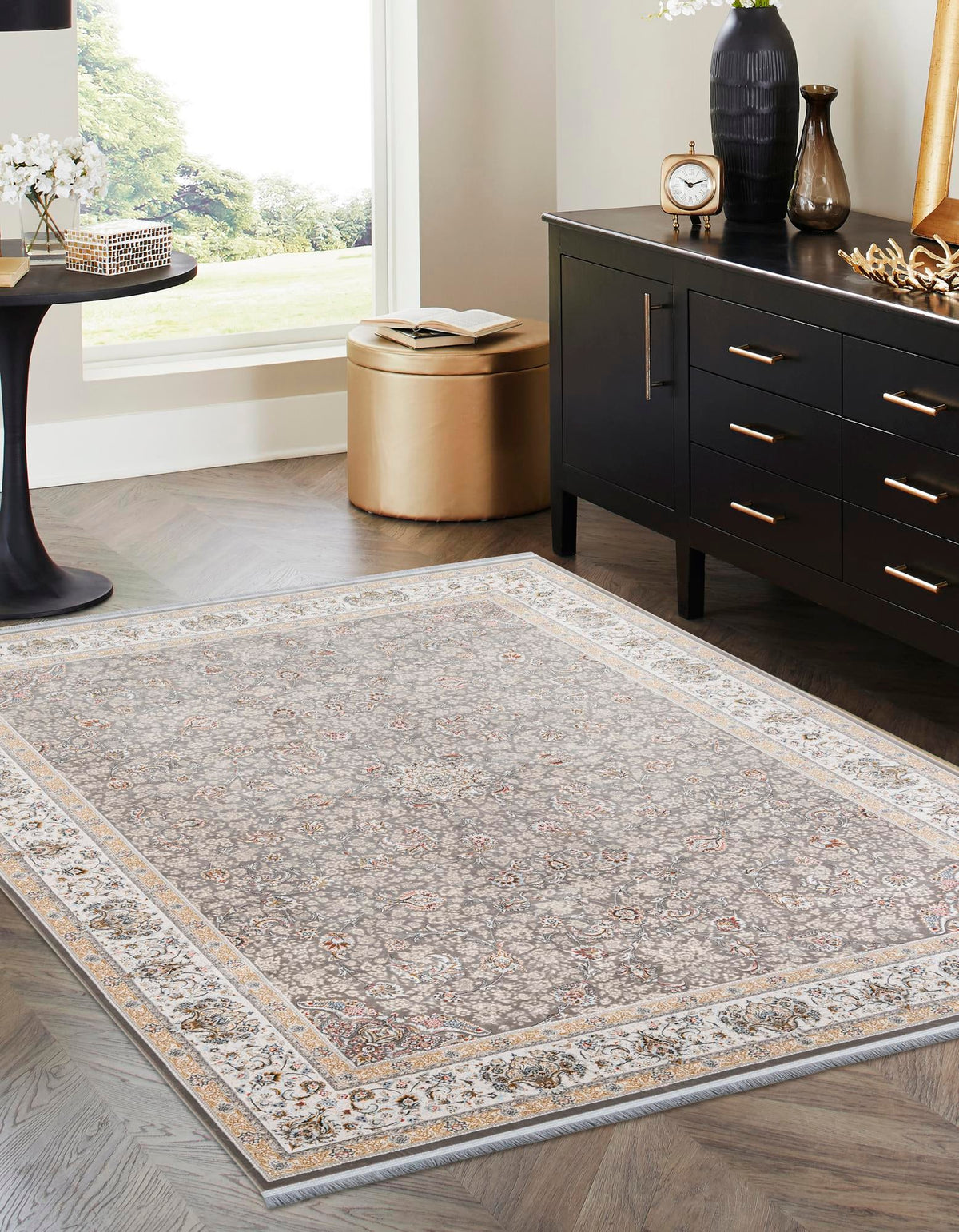 Alexandria Collection Area Rug - Cairo Rectangle Gray  lifestyle 2