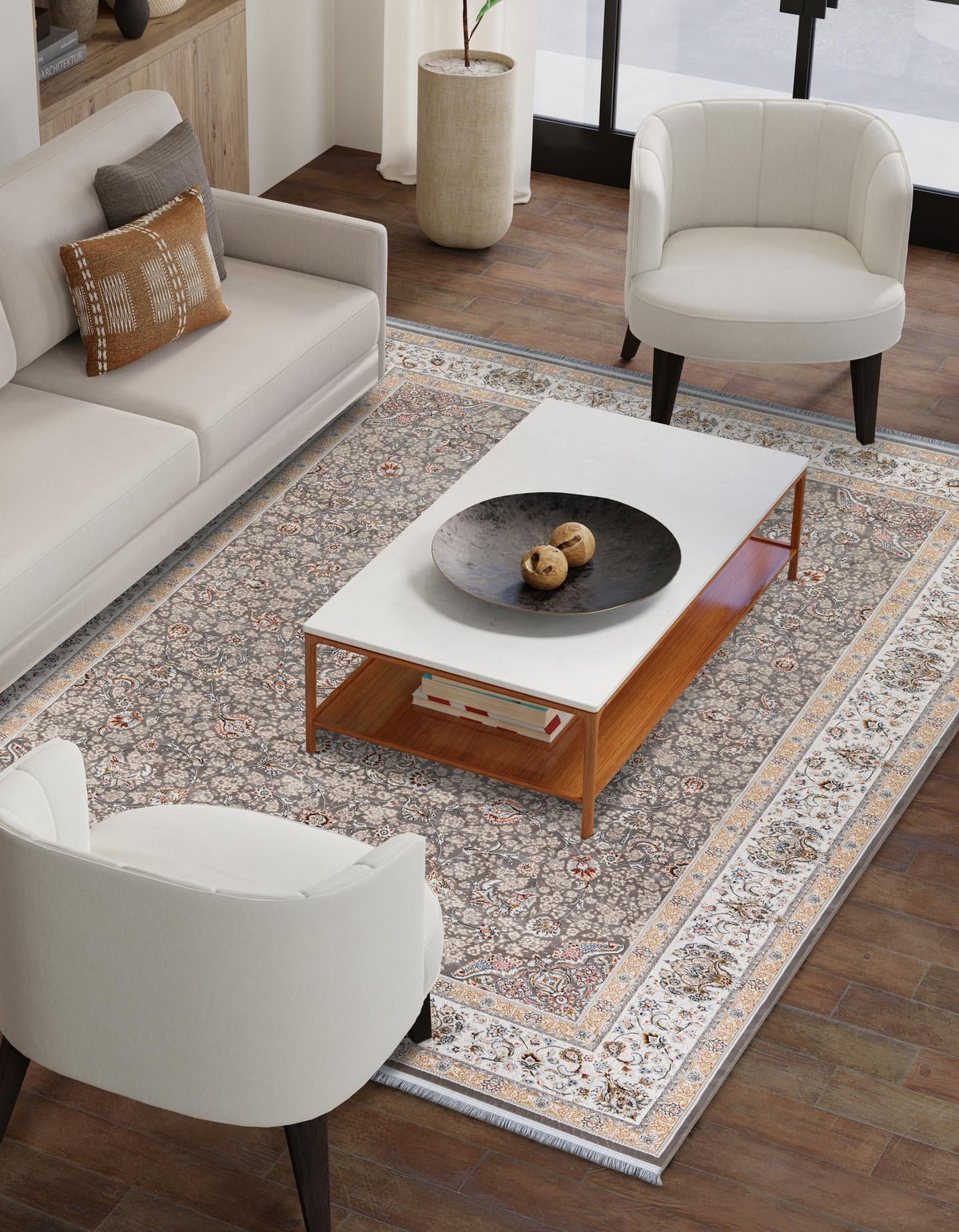 Alexandria Collection Area Rug - Cairo Rectangle Gray  lifestyle 3