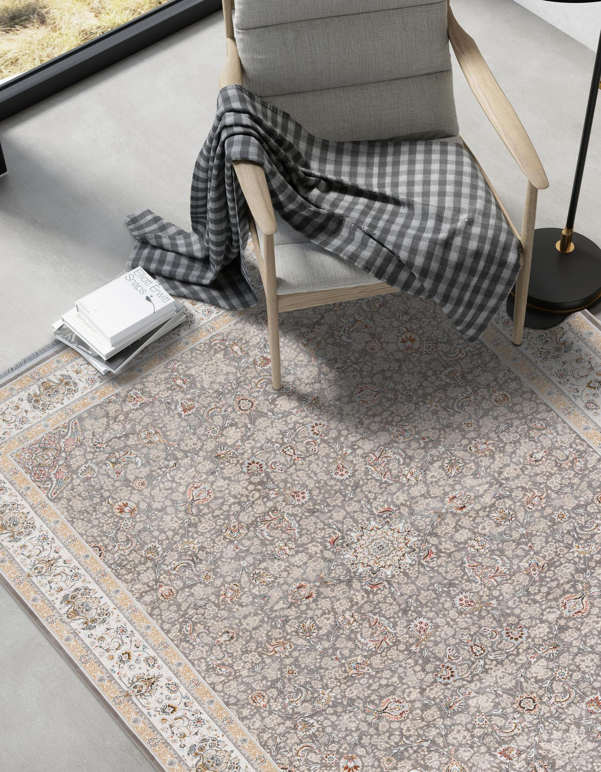 Alexandria Collection Area Rug - Cairo Rectangle Gray  lifestyle 6