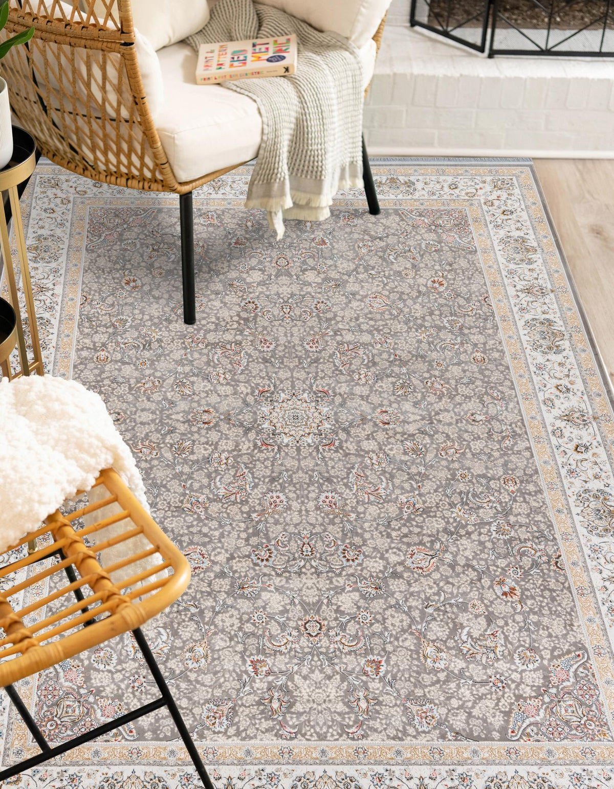 Alexandria Collection Area Rug - Cairo Rectangle Gray  lifestyle 11