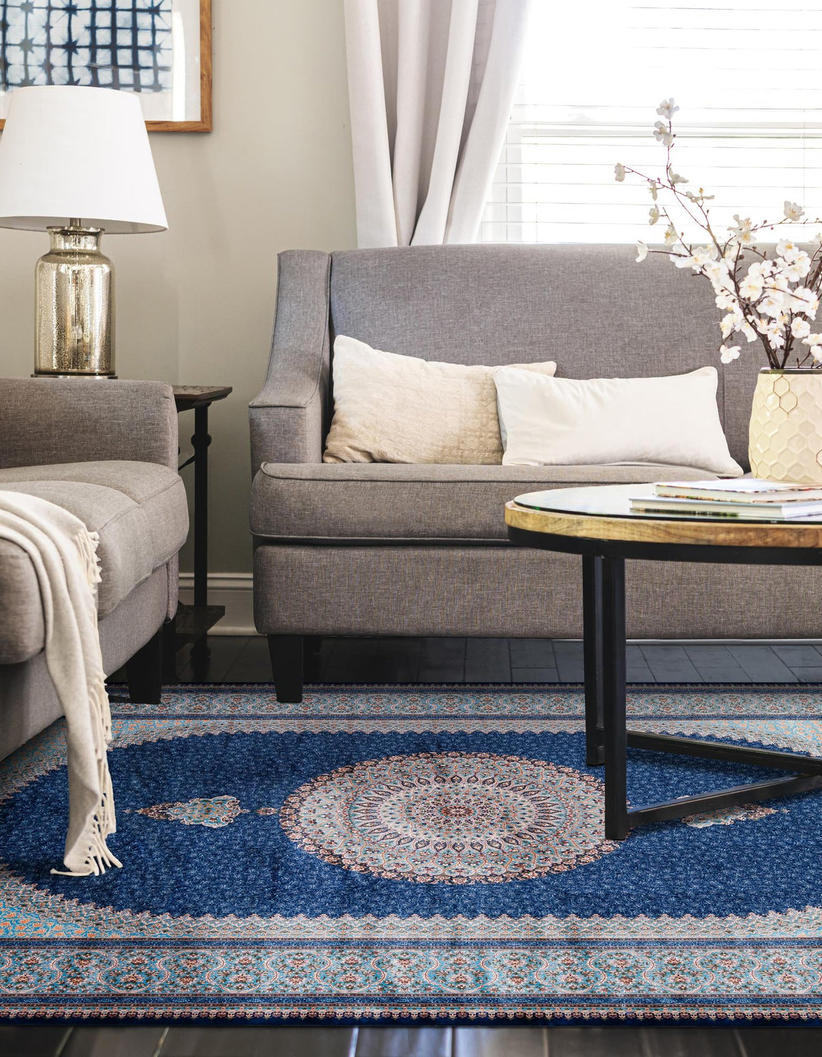 Calliope Collection Area Rug -  Delphi Rectangle Blue  lifestyle 9